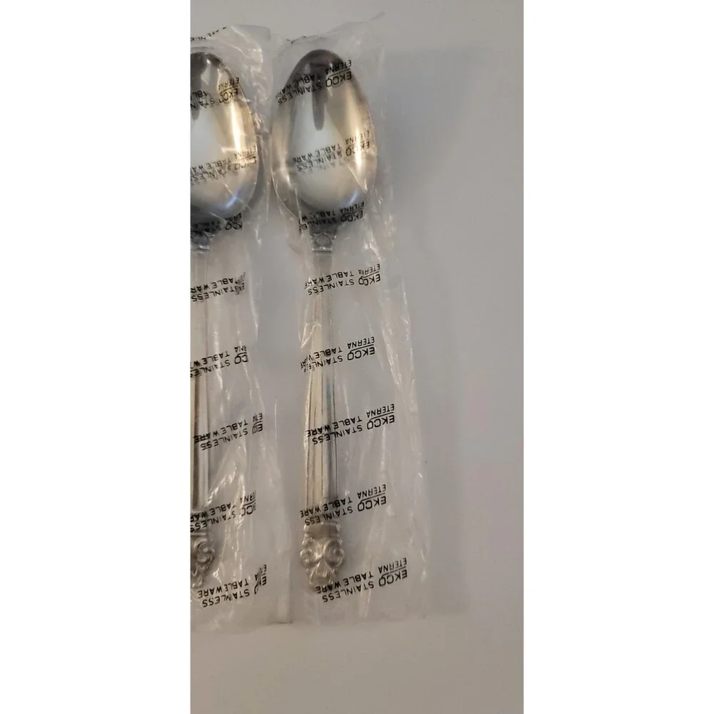 VTG Ekco Eterna Stainless Steel Crown Tiara Soup Dinner Spoon Set of 5 6 3/8